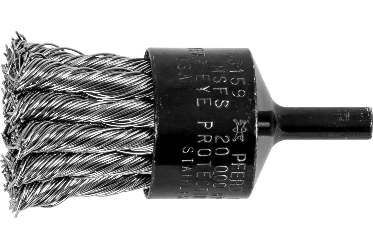 Picture of Pferd Knot Wire End Brush 1" Dia. Straight Cup .020 Stainless Steel 1/4" Shank